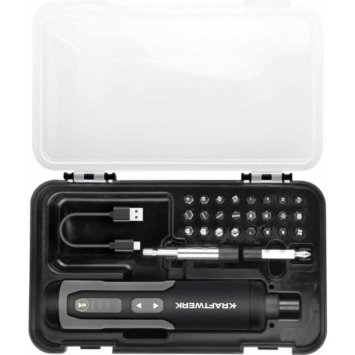 Kraftwerk 403.400.000 – Set cacciavite a batteria 3,6V con inserti per avvitatura
