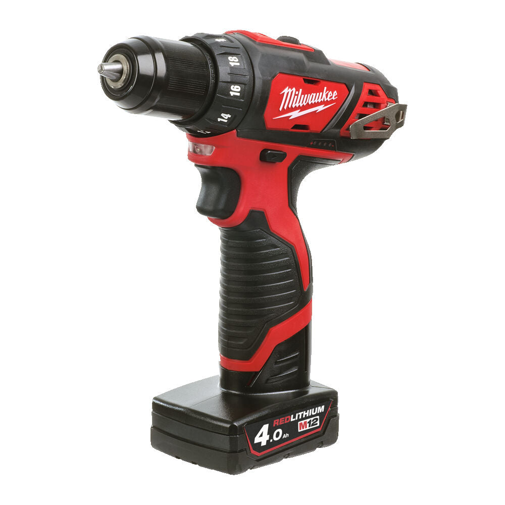 Milwaukee M12 BDD-402C, trapano avvitatore 12V compatto, 2 batterie da 4Ah 