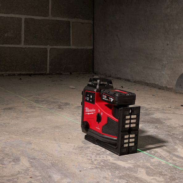 Milwaukee M12 A3PLO-401C - Livella laser a batteria 12V a 3 linee 360° verde - 1 x 4Ah 
