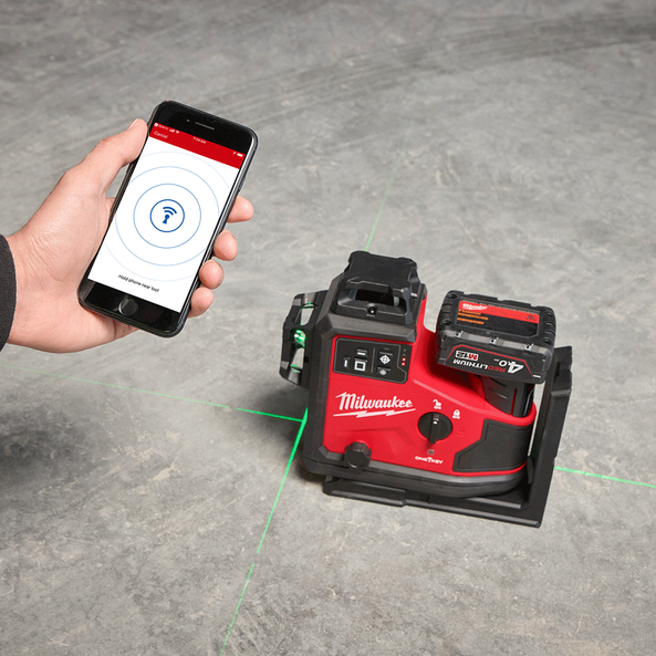 Milwaukee M12 A3PLO-401C - Livella laser a batteria 12V a 3 linee 360° verde - 1 x 4Ah 