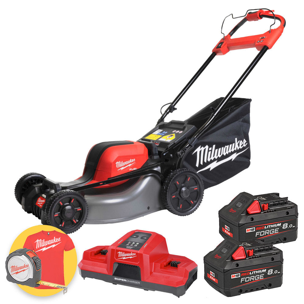 Milwaukee M18 F2LM46-802 - Rasaerba semovente 3 in 1 a doppia batteria 2x18V - 2 x 8Ah