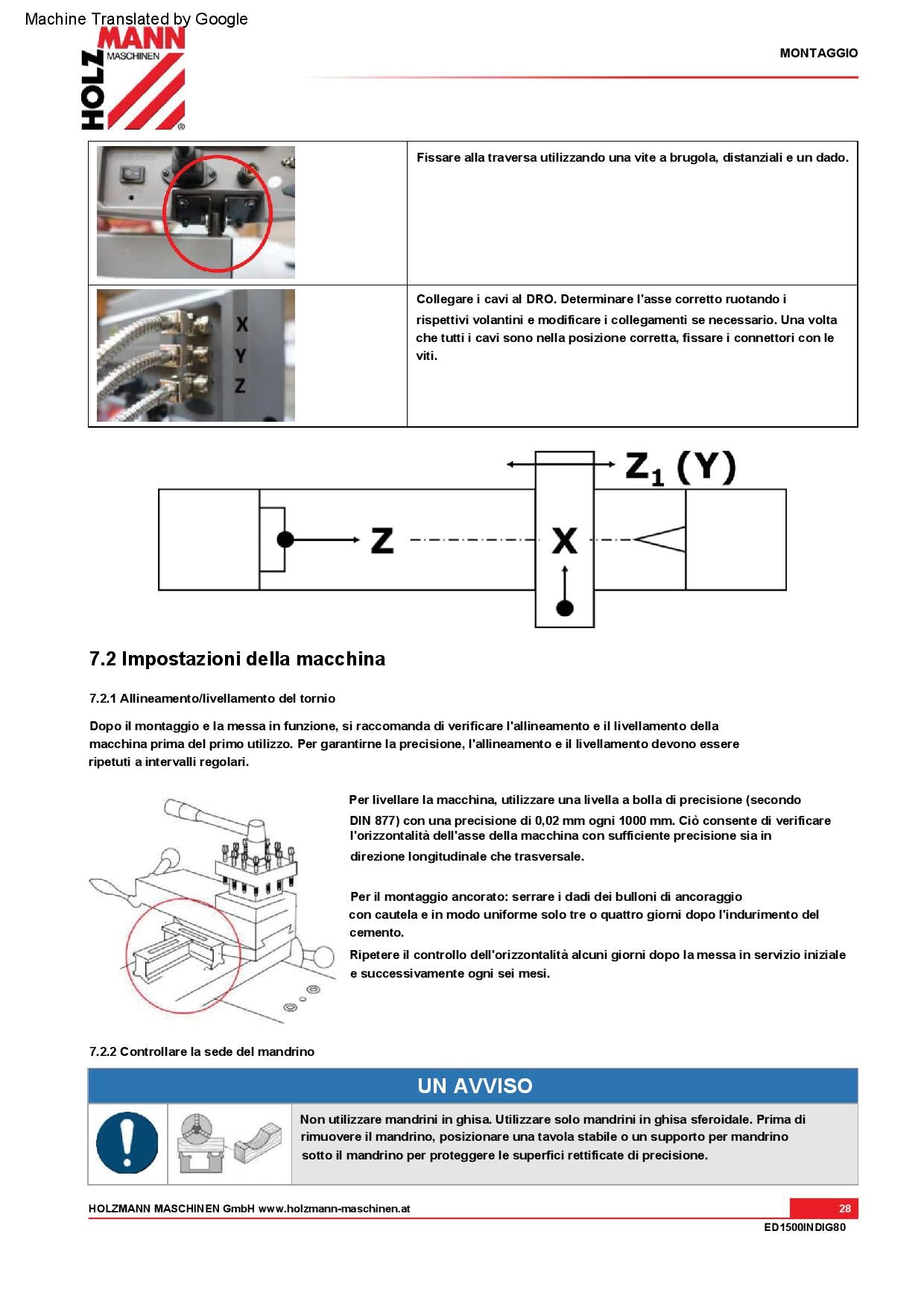 Holzmann ed1500indig80 Tornio parallelo da ferro metallo con visualizzatore , 400v