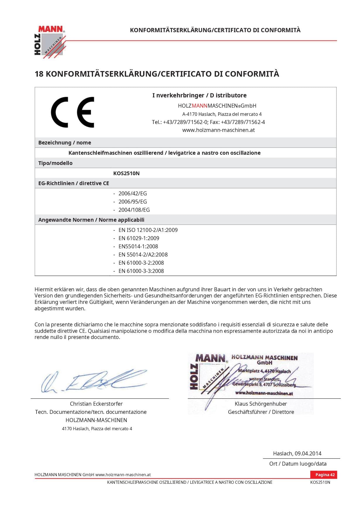 Holzmann KOS 2510N - Levigatrice a nastro oscillante, 230V