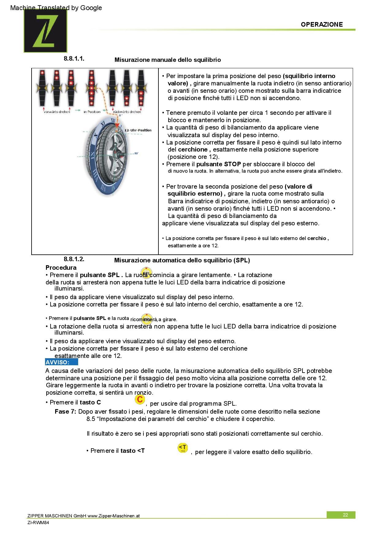 Zipper ZI-RWM84 - Equilibratrice per ruote / pneumatici