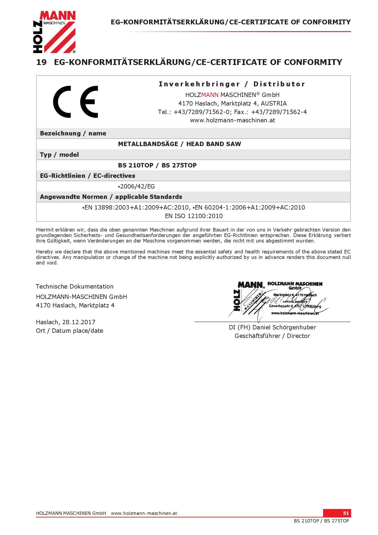 Holzmann BS 275TOP - Segatrice a nastro per ferro trifase, 400V
