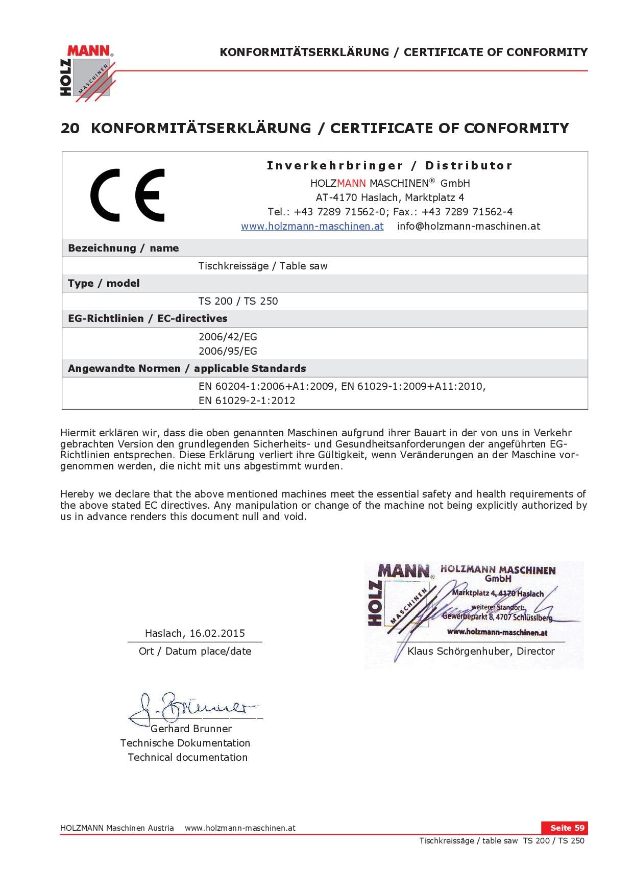 Holzmann TS 200 - Banco sega da legno, 230V