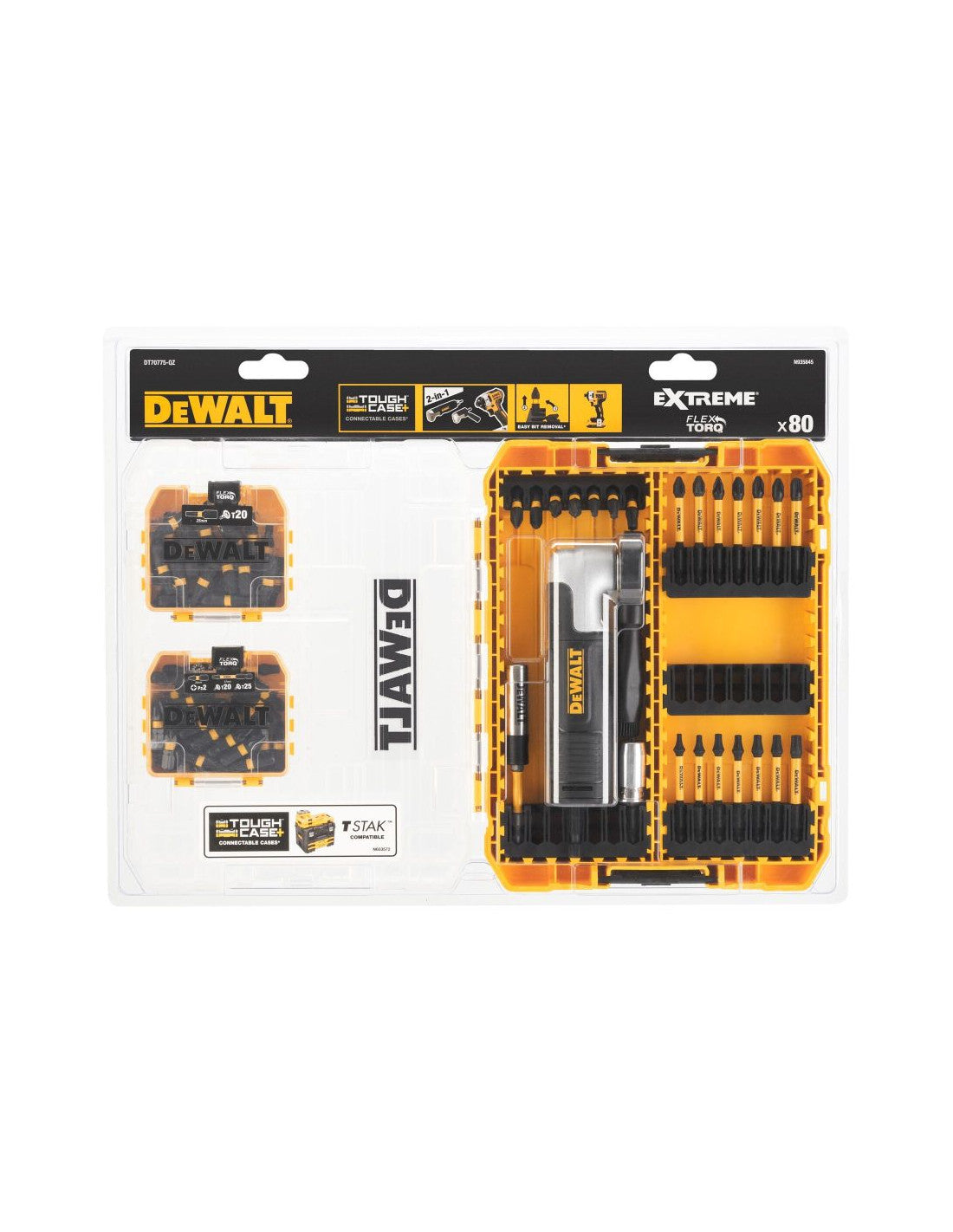 Dewalt DT70775 - Set inserti Extreme FlexTorq ToughCase - Porta inserti angolato - 80 pezzi 