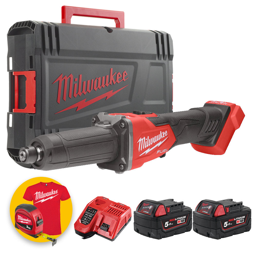 Milwaukee M18 FDGRB-502X – Smerigliatrice diritta M18 FUEL con avvio a slitta (kit 2x 5.0Ah)