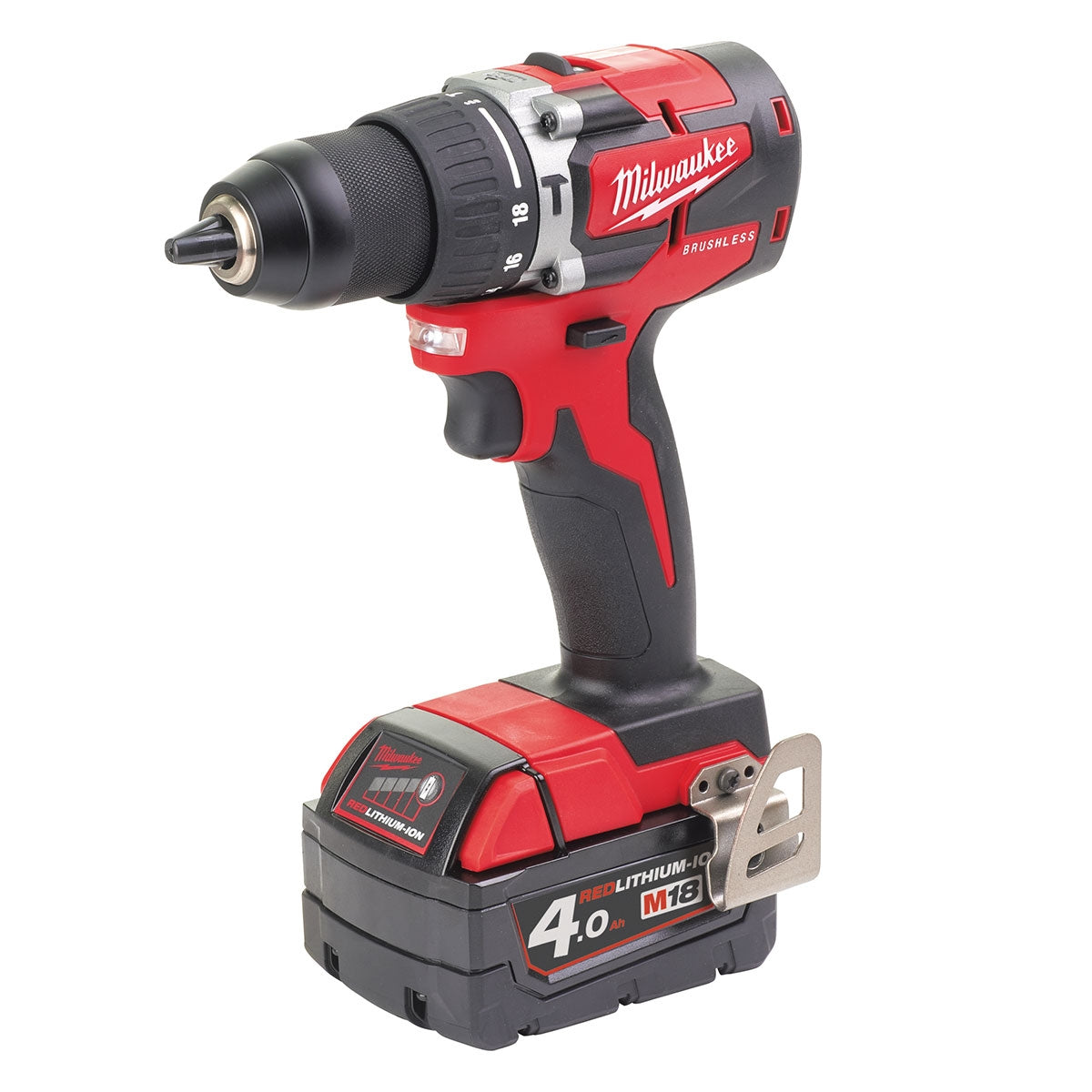 Milwaukee M18 CBLPD-402C trapano avvitatore COMPATTO brushless con percussione + 2 Batterie 4Ah + Valigetta