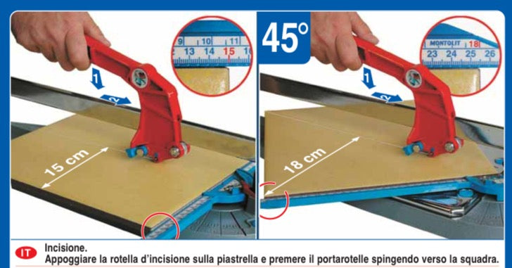 Montolit Minipiuma 26P - Tagliapiastrelle istruzioni per il taglio