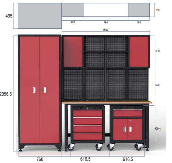 MarcoTools 05.088.142 - Arredamento modulare per officina completo di 107 utensili