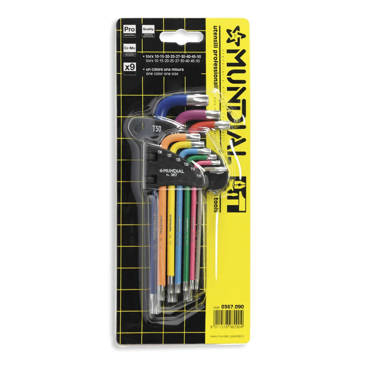 Mundial 0367 – Serie 9 chiavi maschio torx lunghe