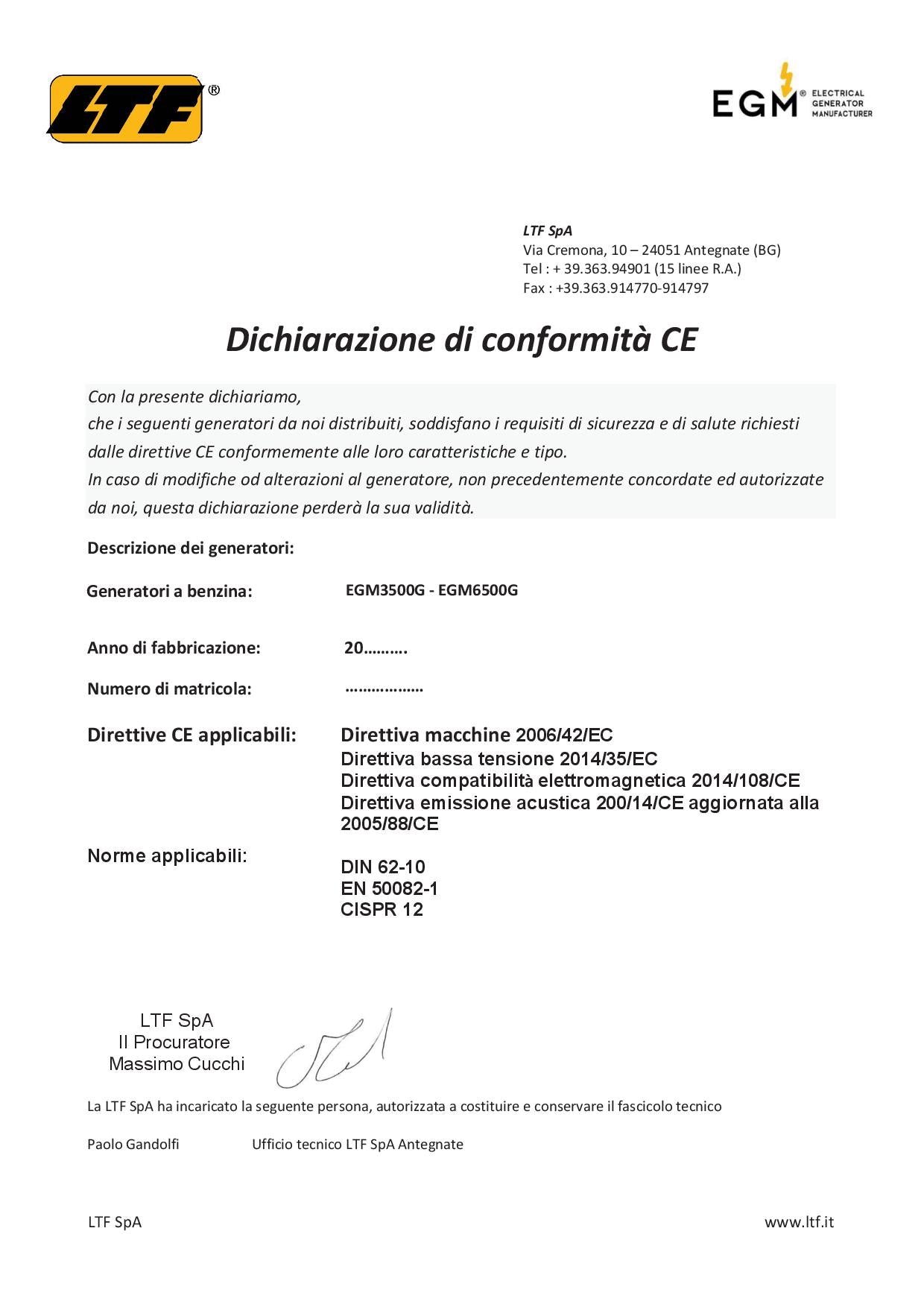 Ltf EGM3500G Generatore di corrente 220V Benzina con AVR