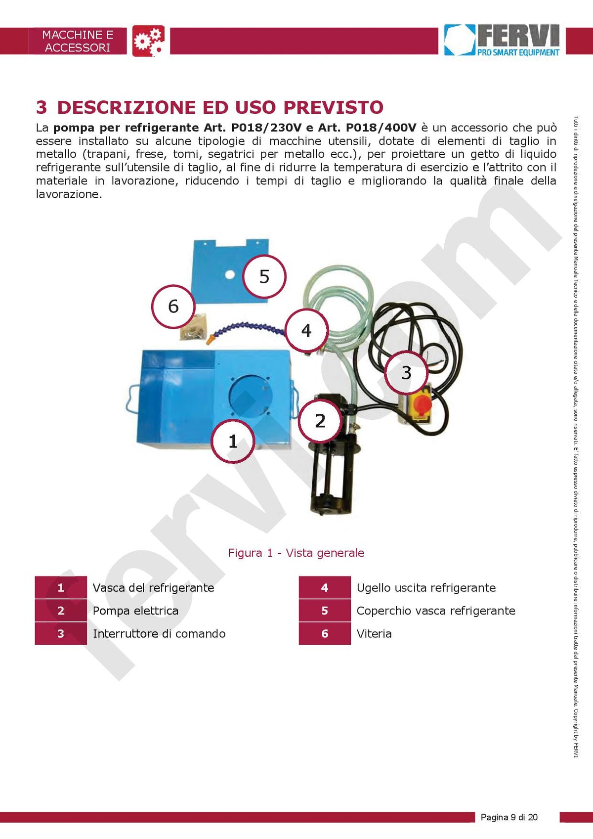 Fervi P018/230V - Kit di refrigerazione per macchine utensili
