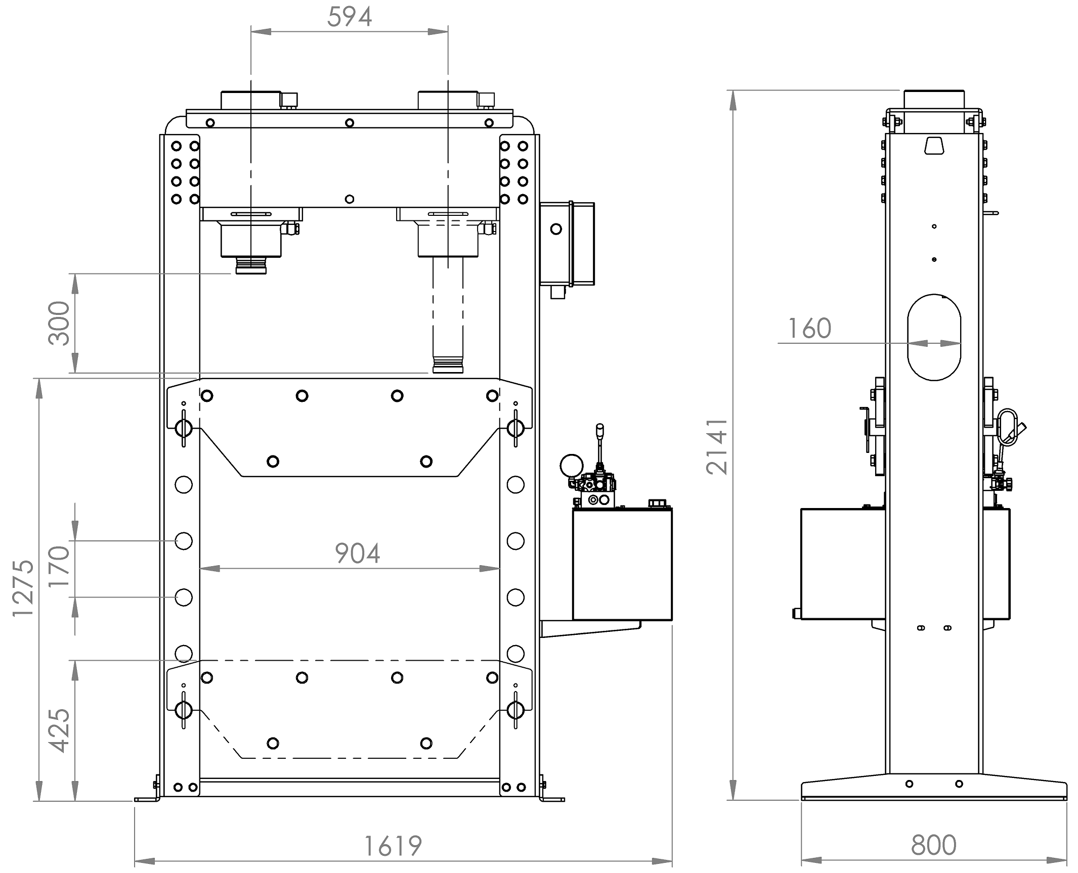 AxA PM70 - Pressa oleodinamica motorizzata con potenza 70 TON e cilindro mobile