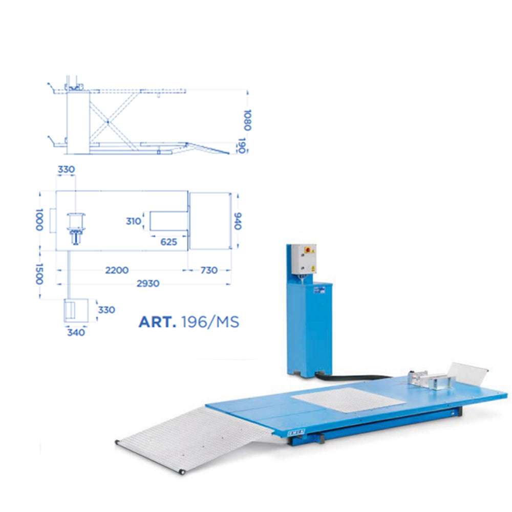 OMCN 196/MS - Ponte sollevatore per tagliaerba e trattorini, 0,5 ton