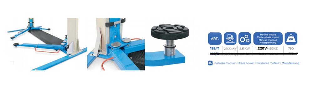 OMCN 199/T - Ponte sollevatore auto per officina, elettromeccanico a due colonne, 2,8 ton
