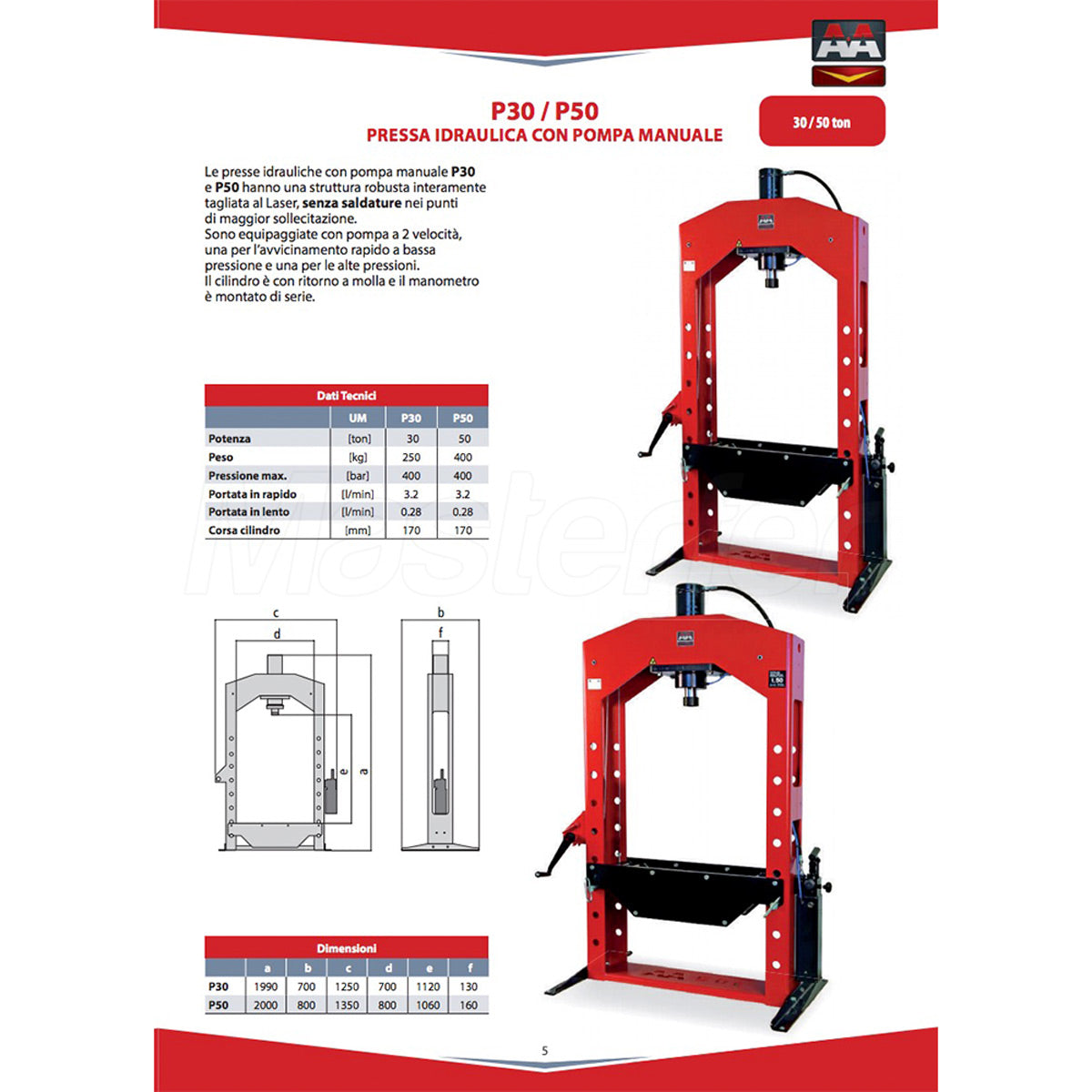 AxA P30 - Pressa manuale idraulica 30 ton