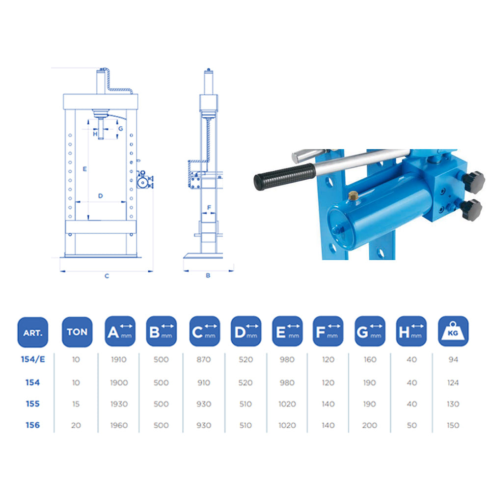 OMCN 156 - Pressa idraulica manuale 20T - 20 Tonnellate