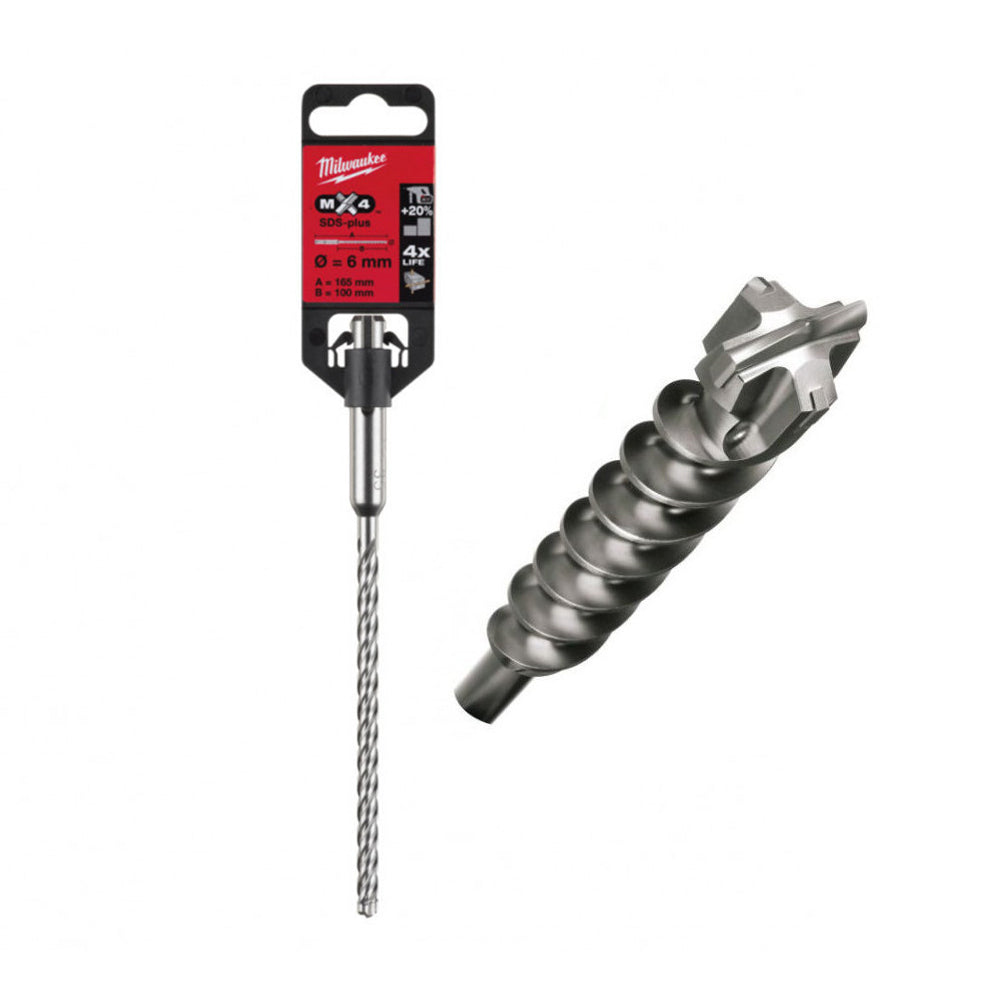 Milwaukee MX4 - Punta a 4 taglienti per trapano con attacco SDS-Plus