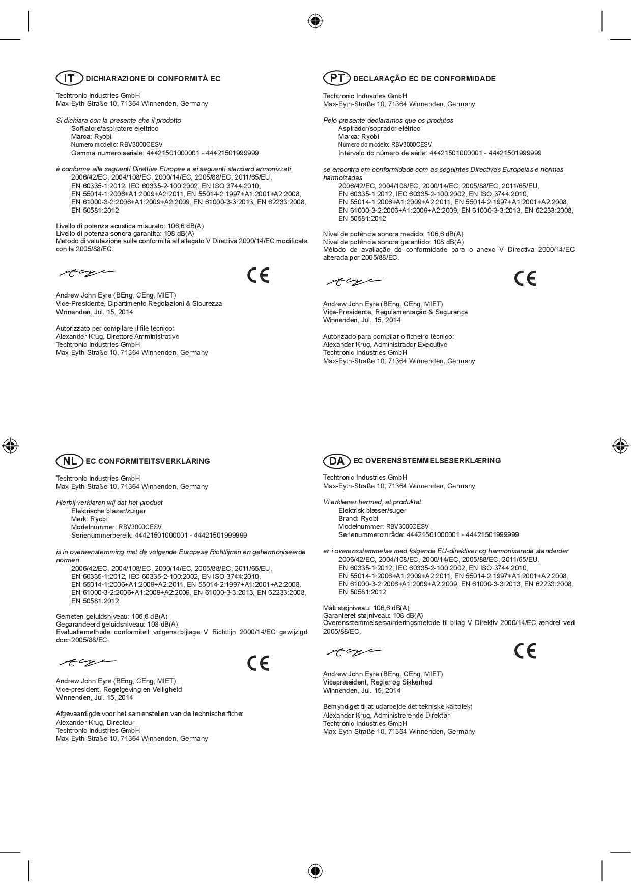 Ryobi RBV3000CESV Soffiatore Aspiratore Trituratore 3000W