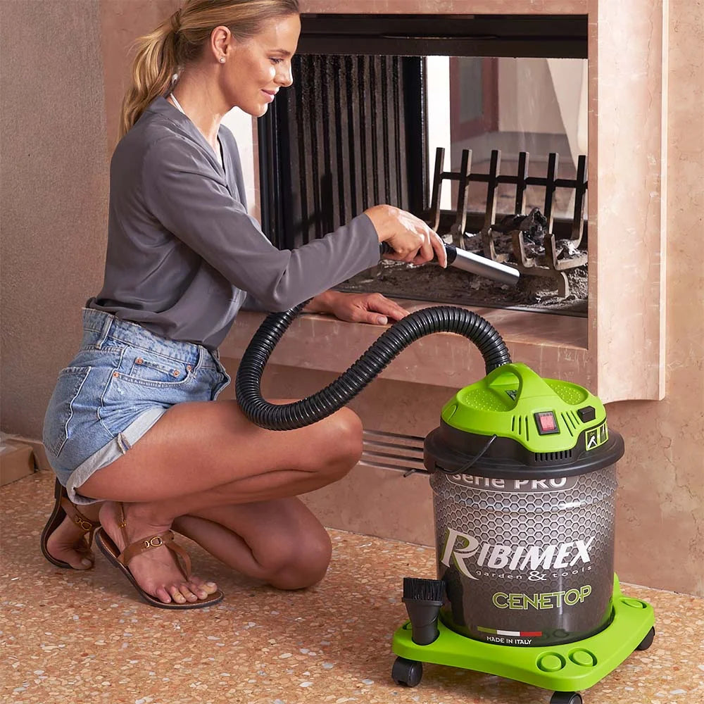 Aspiracenere professionale Ribimex CENETOP - 1200 watt - 18 litri con scuotifiltro , Made In Italy
