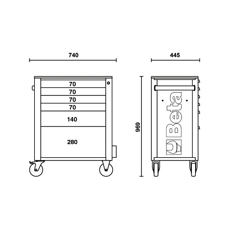 Beta RSC24/6N-249UT - Carrello 6 cassetti nero, completo di 249 utensili