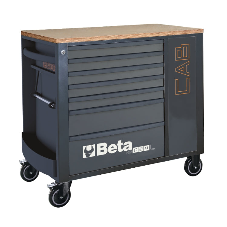 Beta RSC24L-CAB - Cassettiera porta attrezzi con 7 cassetti e armadietto portaoggetti-Grigio scuro