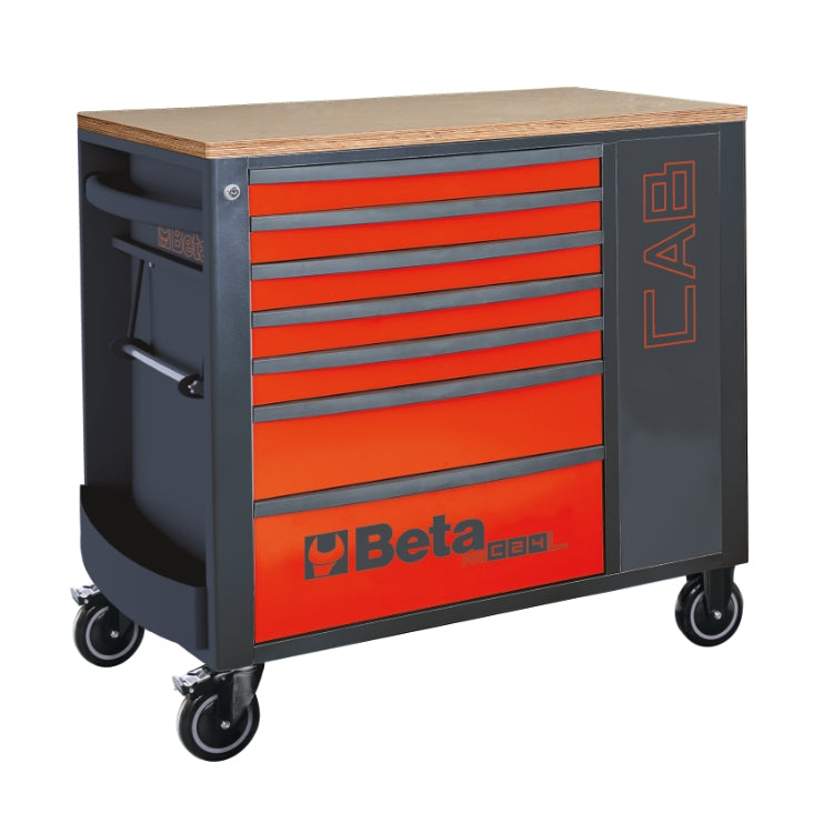 Beta RSC24L-CAB - Cassettiera porta attrezzi con 7 cassetti e armadietto portaoggetti-Rosso