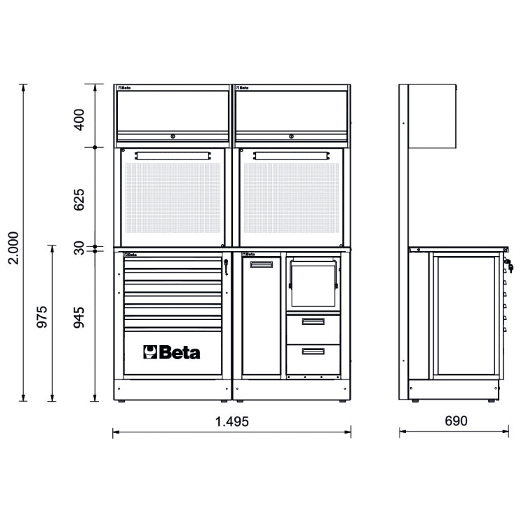 Beta RSC50 A - Arredamento arredo completo per officina - piano in acciaio