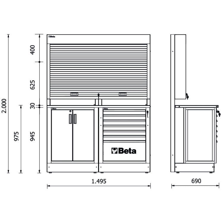 Beta RSC50 B - Arredamento arredo completo per officina - piano in acciaio