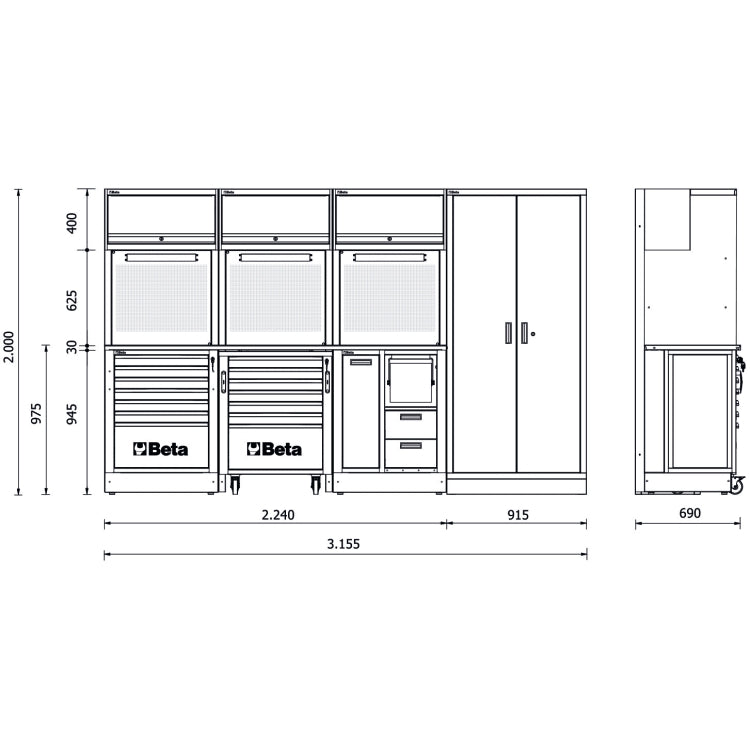 Beta RSC50F - Arredamento arredo completo per officina - piano in acciaio