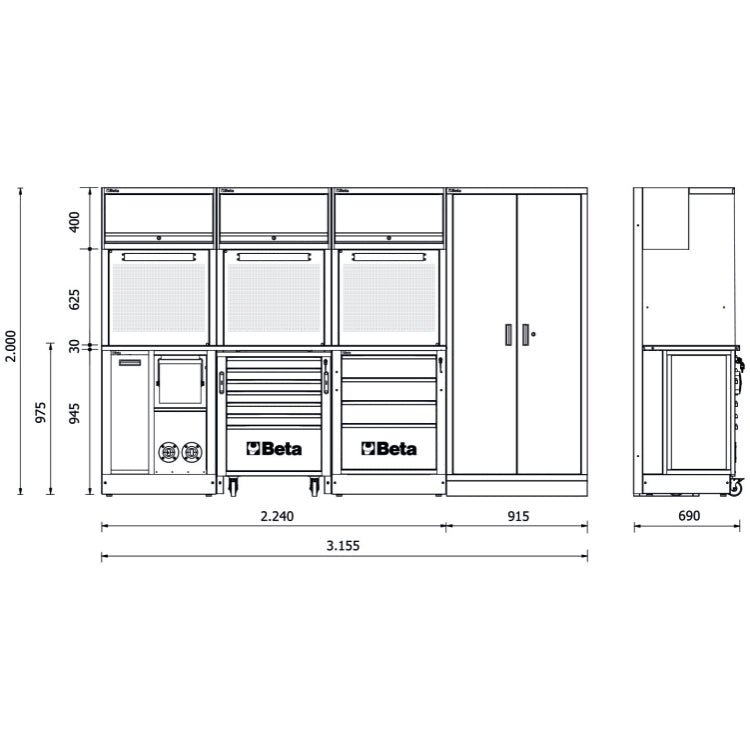 Beta RSC50 H - Arredamento arredo completo per officina - piano in acciaio