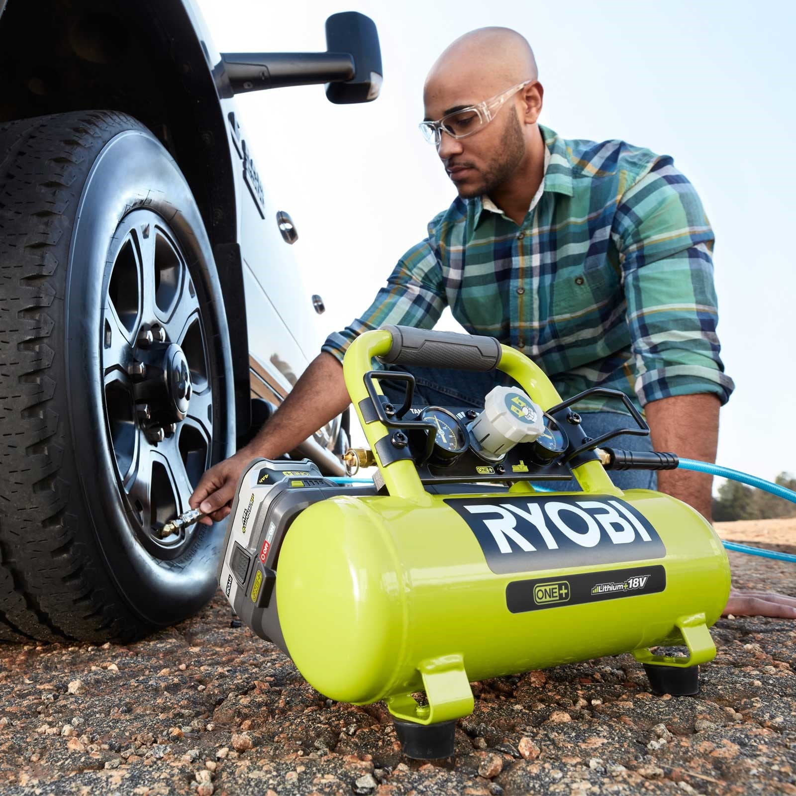 Ryobi R18AC-0 - Compressore aria portatile a batteria 18V ONE+ / solo corpo macchina