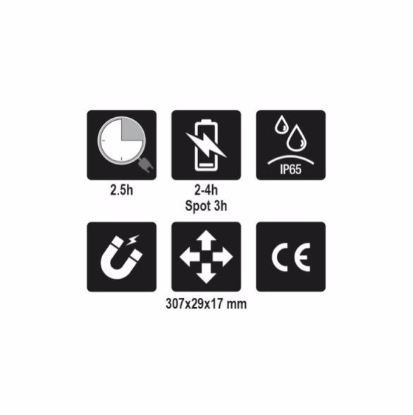 Beta 1838SLIM - Lampada sottile a 3 LED snodata ricaricabile