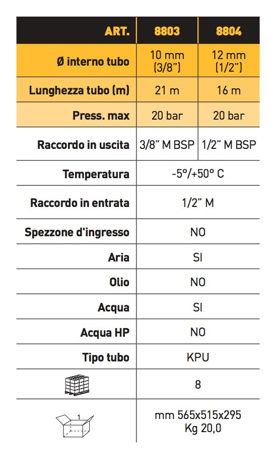 Zeca 8803 - Avvolgitubo in alluminio per aria e acqua, tubo 21 metri