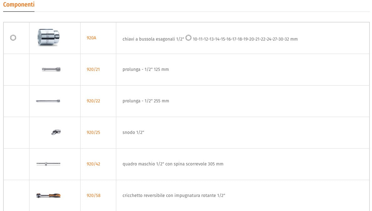 Beta 920A/C17MR - Assortimento di 17 chiavi a bussola esagonali e 5 accessori in termoformato morbido, in cassetta di lamiera