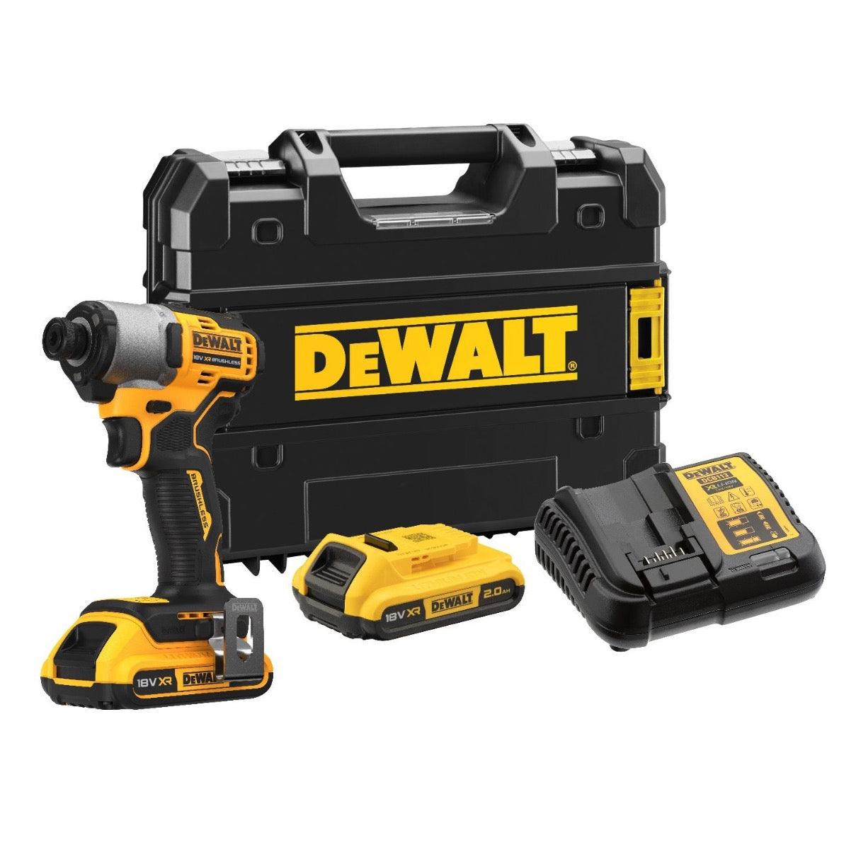 Dewalt DCF840D2T-QW - Avvitatore ad impulsi compatto 18V, attacco da 1/4", 2 x 2Ah