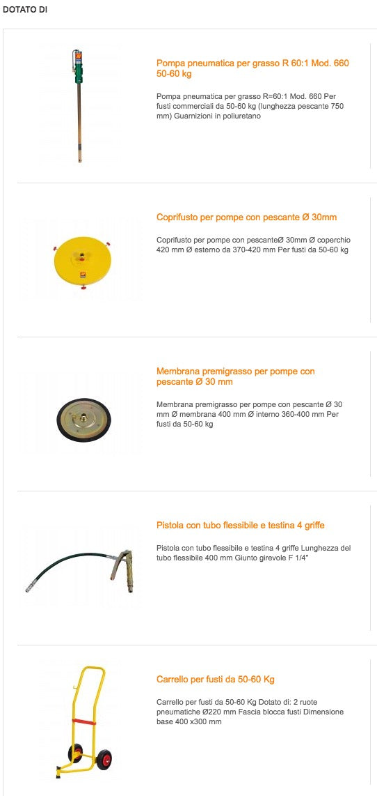 Meclube 013-1116-000 - Completo grasso carrellato per fusti da 50-60 Kg