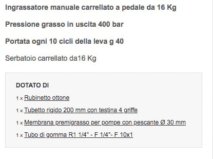 Meclube 016-1144-000 - Ingrassatore manuale carrellato a pedale da 16 Kg