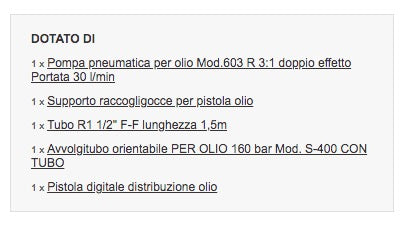 Meclube 022-1301-000 - Completo olio a parete per fusti da 180-220 l