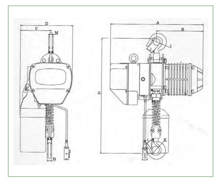 Novamach NPAE50M - Paranco elettrico monofase a velocità singola - portata 500 Kg