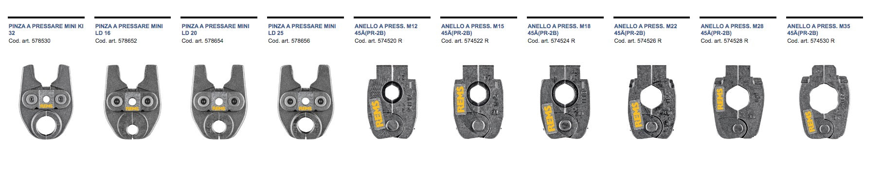 Rems pinza per pressatrice idraulica Mini-Press 22V ACC - Misure a scelta