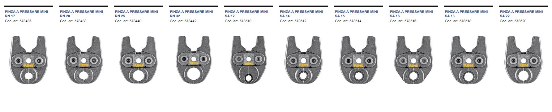 Rems pinza per pressatrice idraulica Mini-Press 22V ACC - Misure a scelta