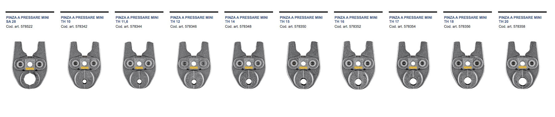 Rems pinza per pressatrice idraulica Mini-Press 22V ACC - Misure a scelta
