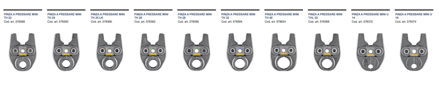 Rems pinza per pressatrice idraulica Mini-Press 22V ACC - Misure a scelta