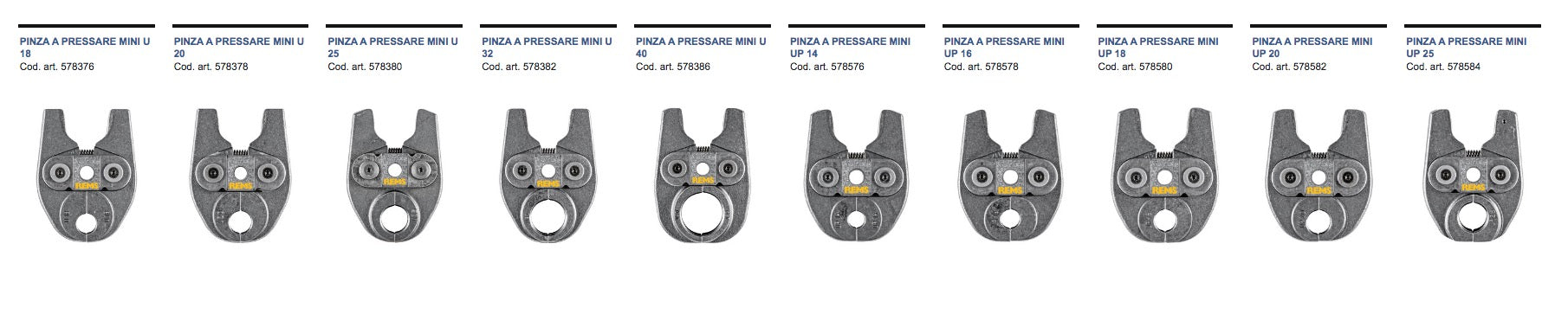 Rems pinza per pressatrice idraulica Mini-Press 22V ACC - Misure a scelta