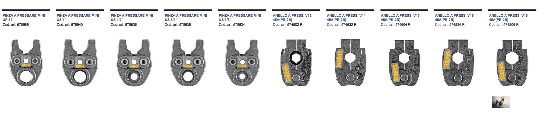 Rems pinza per pressatrice idraulica Mini-Press 22V ACC - Misure a scelta