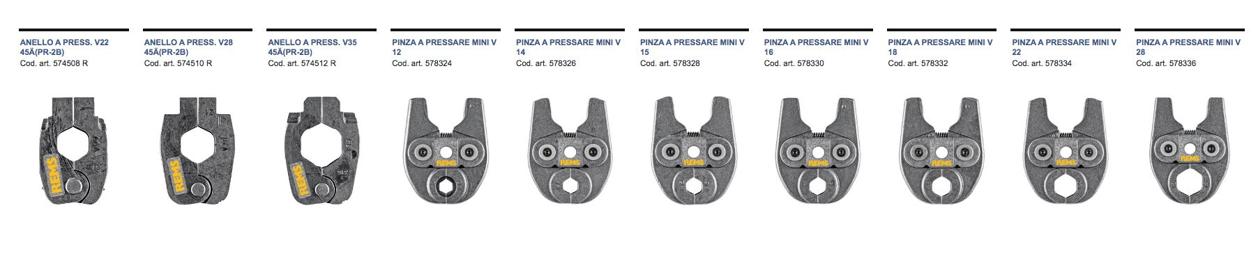 Rems pinza per pressatrice idraulica Mini-Press 22V ACC - Misure a scelta