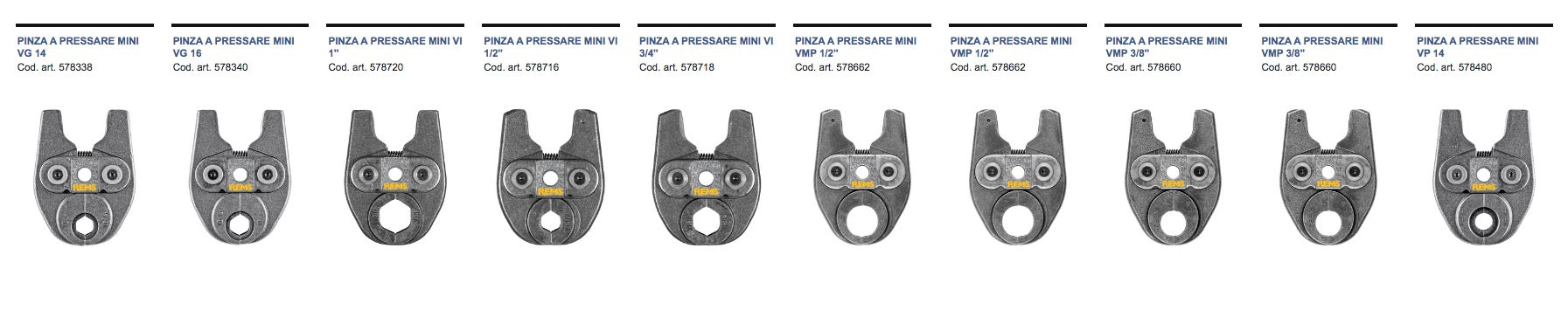Rems pinza per pressatrice idraulica Mini-Press 22V ACC - Misure a scelta